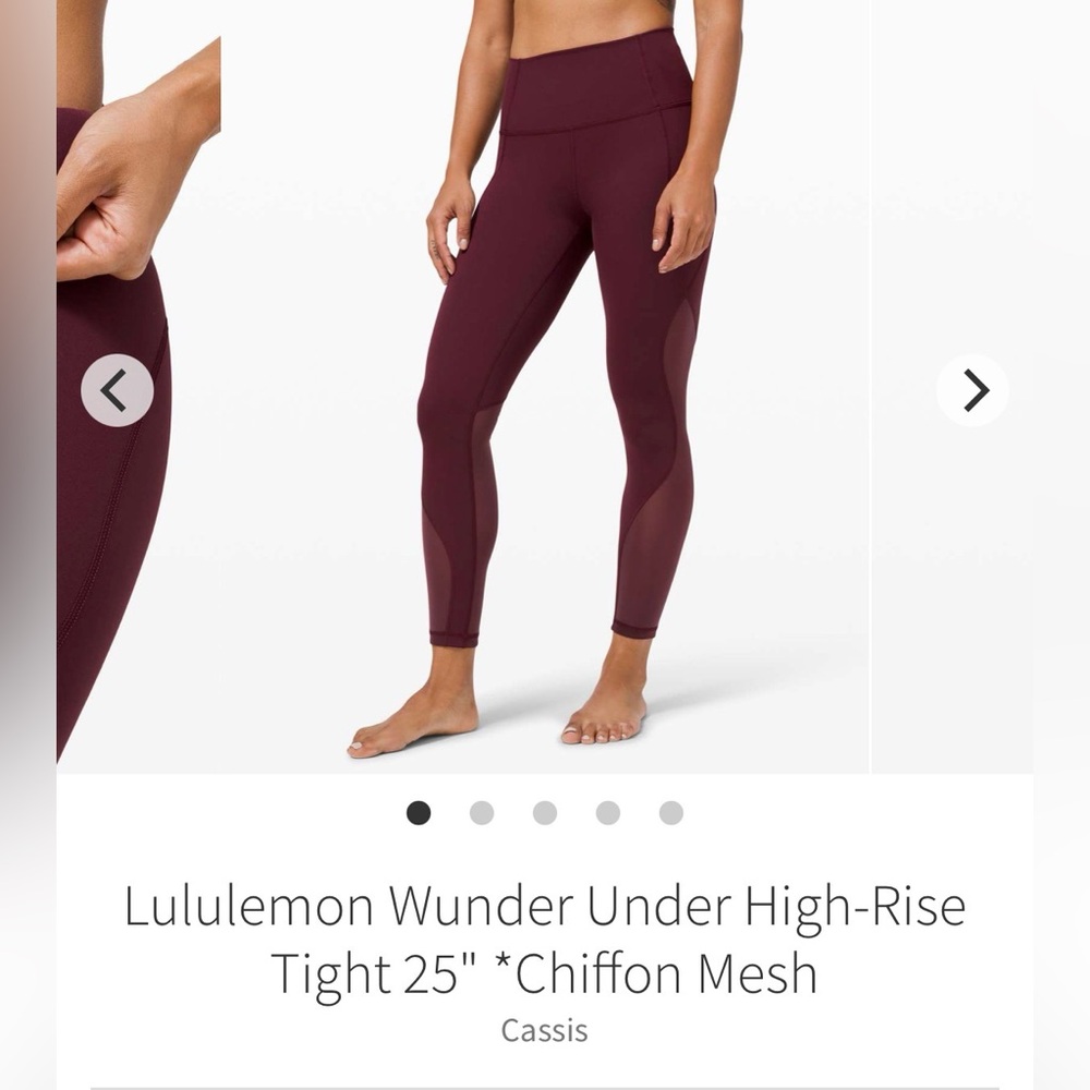 Lululemon wunder under chiffon size 4